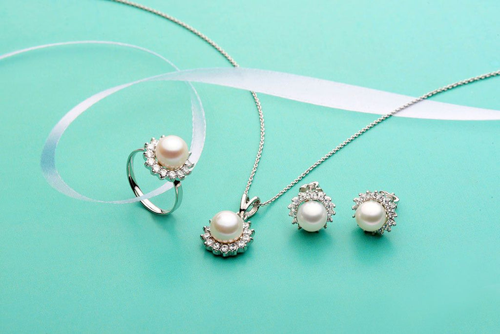 Trang sức Ngọc trai nước ngọt trắng Freshwater  Pearl Sunflower Jewelry - AME Jewellery