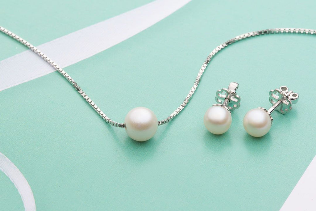 Bộ Trang sức Ngọc trai nước ngọt trắng Pearl Jewelry - AME Jewellery