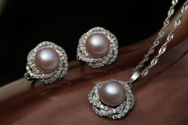 Bộ Trang sức Ngọc trai nước ngọt lavender cao cấp - AME Jewellery