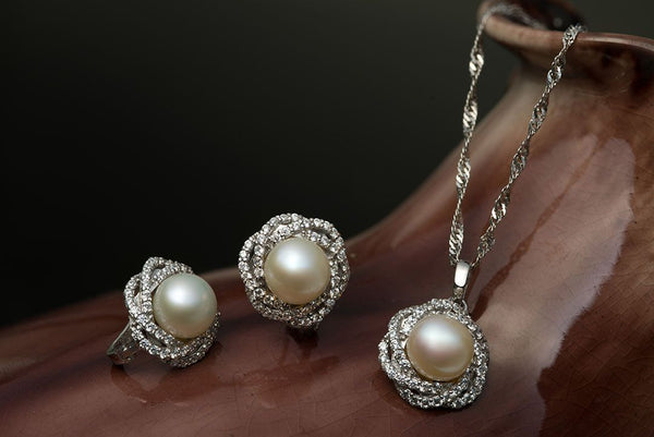 Bộ Trang sức Ngọc trai nước ngọt trắng cao cấp - AME Jewellery