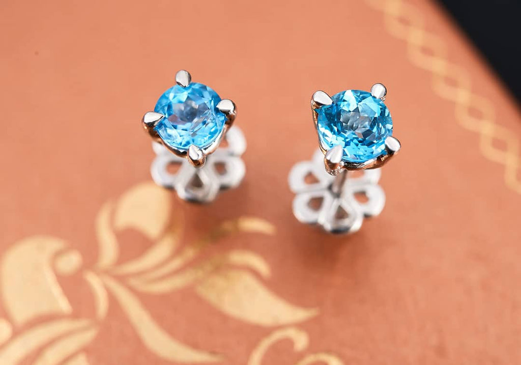 Bông tai Đá quý tự nhiên Natural Blue Topaz Earrings - AME Jewellery