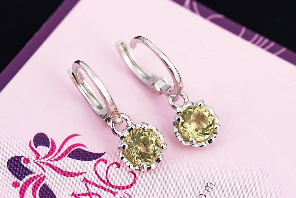 Bông tai Đá quý tự nhiên Natural Citrine Leverback Earrings in Sterling Silver by AME Jewellery