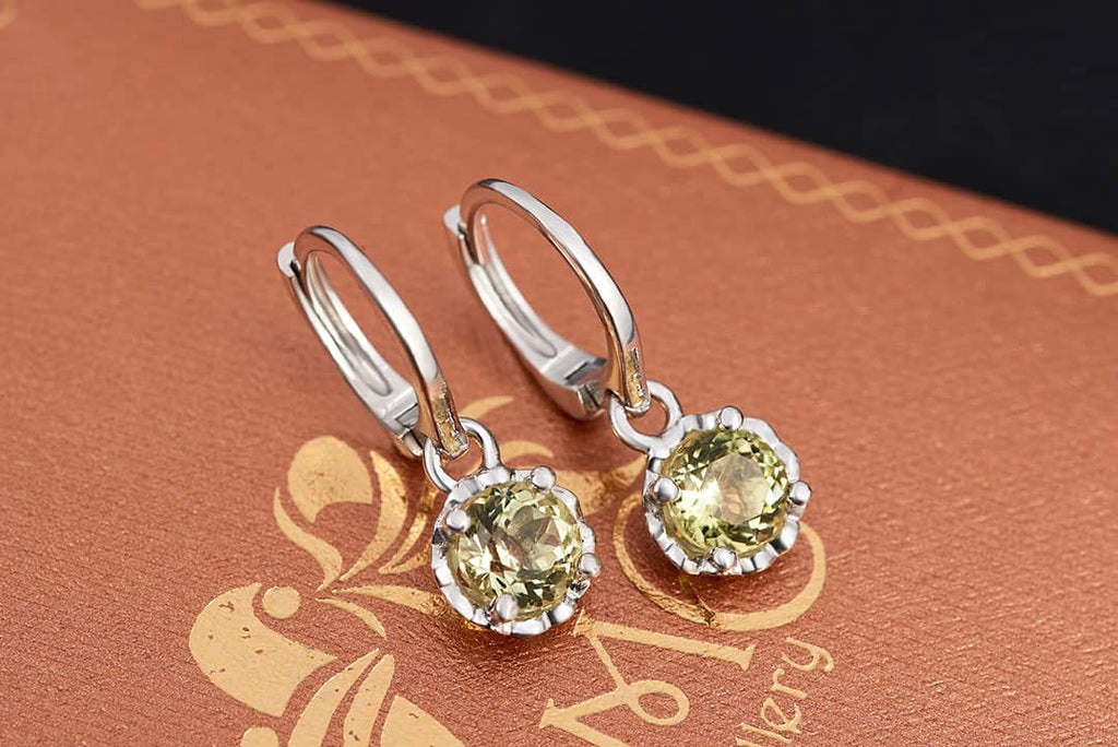 Bông tai Đá quý tự nhiên Natural Citrine Leverback Earrings in Sterling Silver by AME Jewellery