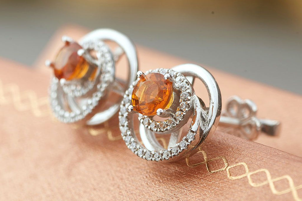 Bông tai Đá quý thiên nhiên Citrine Earrings in Sterling Silver by AME Jewellery