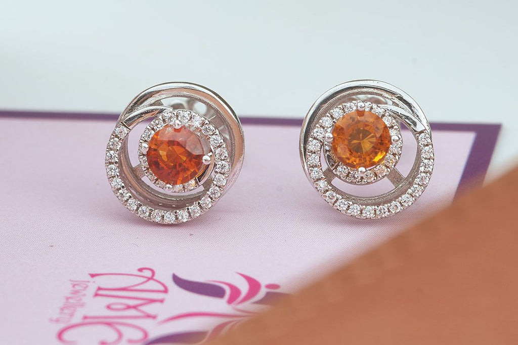 Bông tai Đá quý thiên nhiên Citrine Earrings in Sterling Silver by AME Jewellery