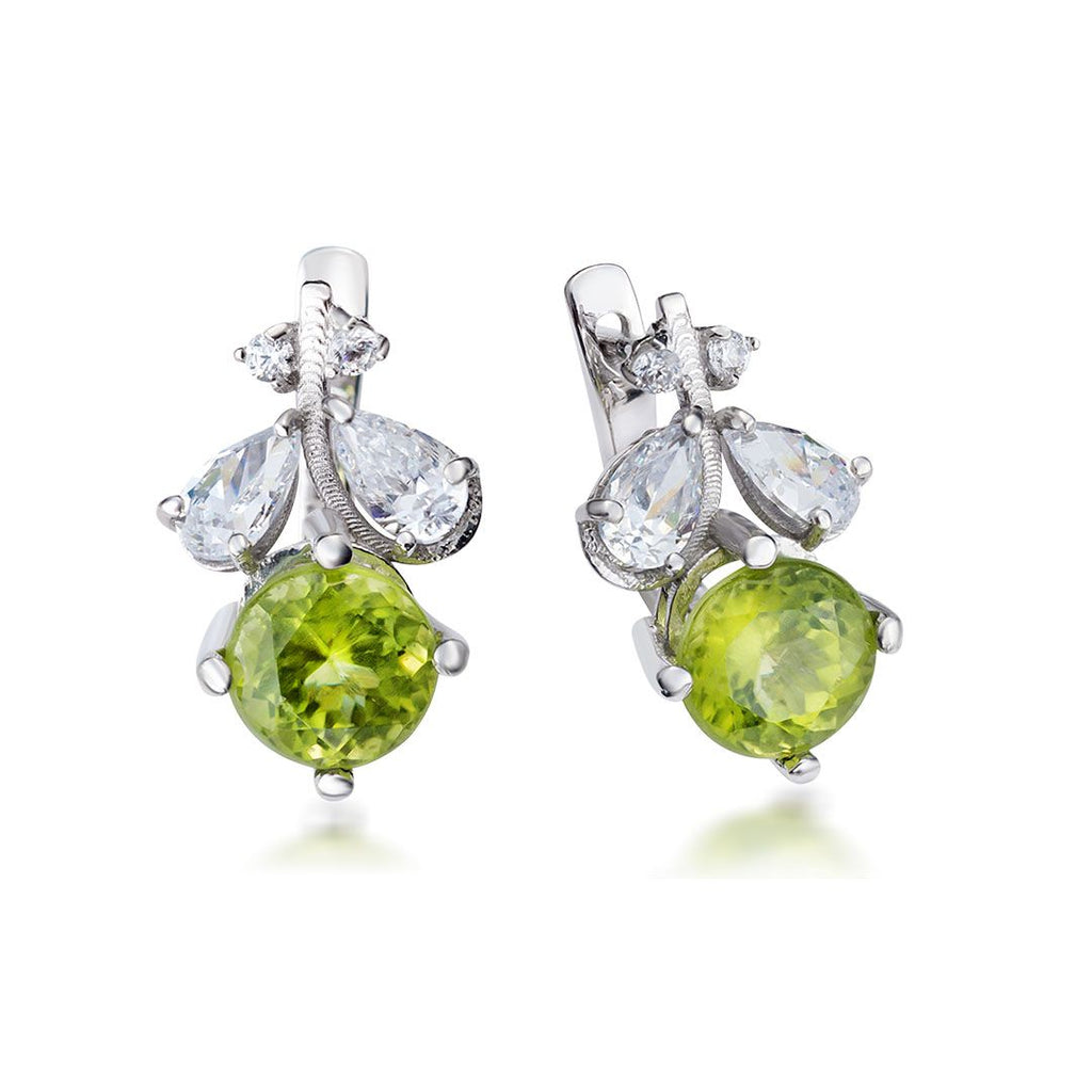 Bông tai Đá quý tự nhiên Peridot Leaf Earrings in Sterling Silver by AME Jewellery