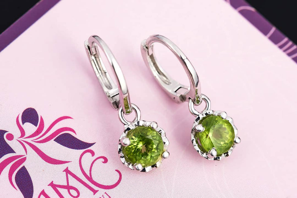 Bông tai Đá quý thiên nhiên Peridot Earrings in Sterling Silver by AME Jewellery