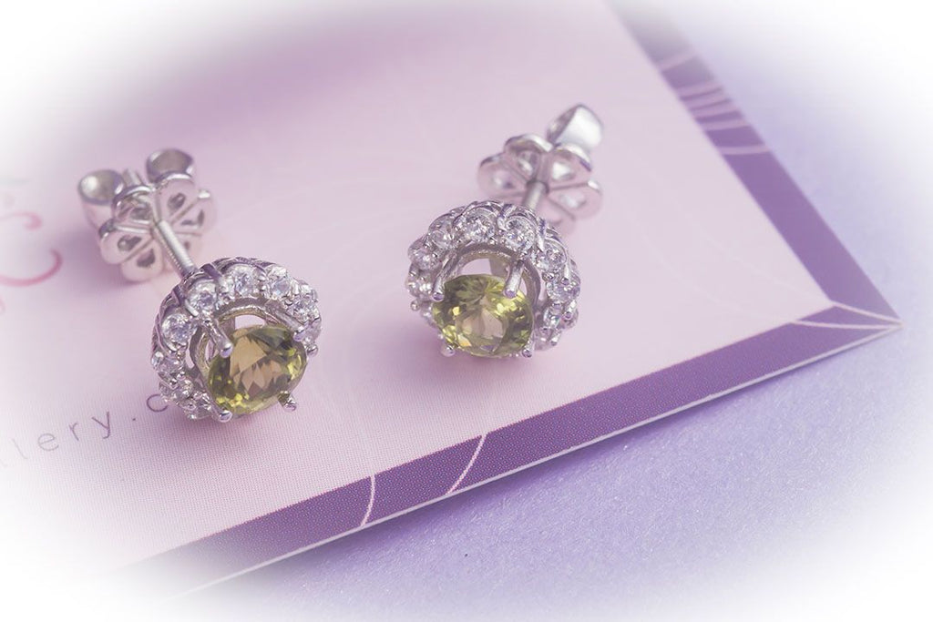 Bông tai Đá quý thiên nhiên Peridot Earrings in Sterling Silver by AME Jewellery