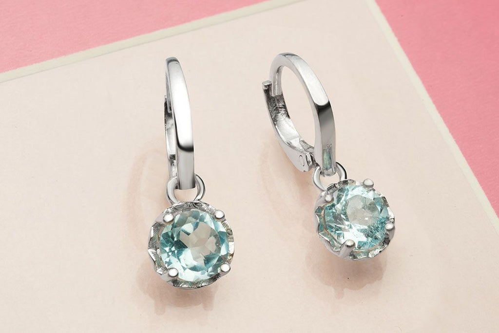 Bông tai Đá quý tự nhiên Swiss Blue Topaz Earrings in Sterling Silver by AME Jewellery