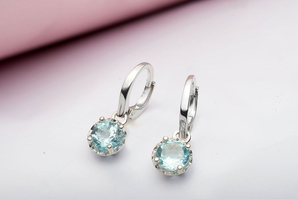 Bông tai Đá quý tự nhiên Swiss Blue Topaz Earrings in Sterling Silver by AME Jewellery