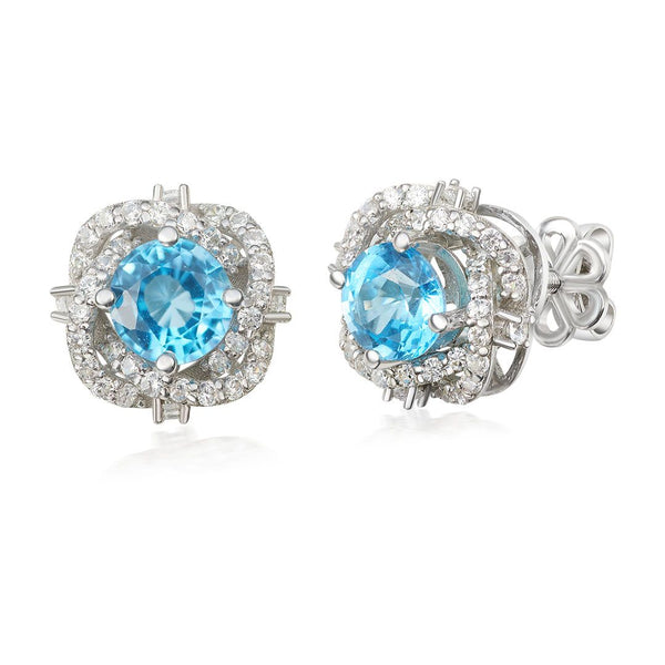 Bông tai Đá quý thiên nhiên Blue Topaz bird nest earrings - AME Jewellery