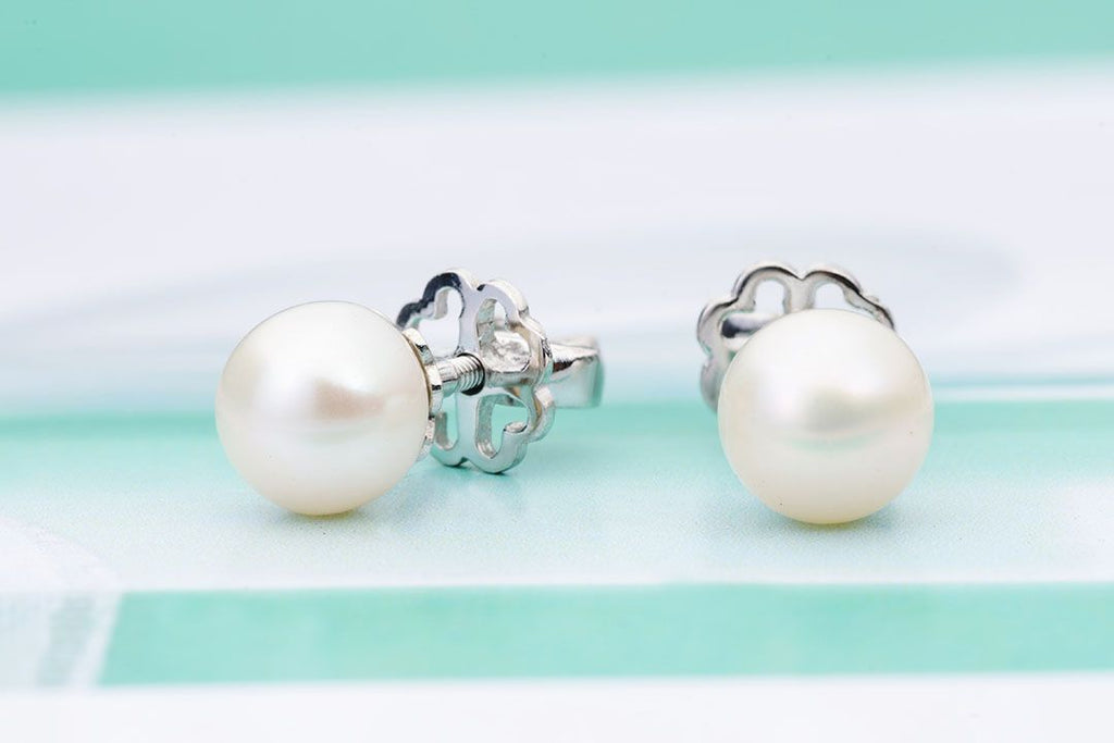 Bông tai Ngọc trai nước ngọt White Freshwater Pearl Earrings - AME Jewellery