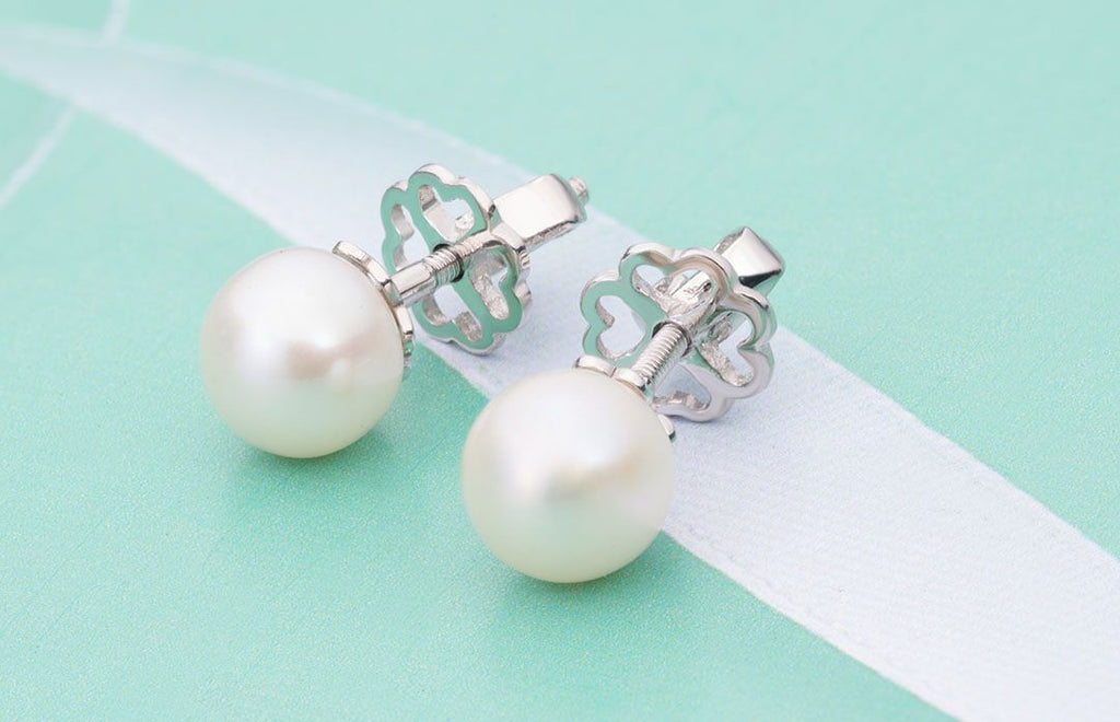 Bông tai Ngọc trai nước ngọt White Freshwater Pearl Earrings - AME Jewellery