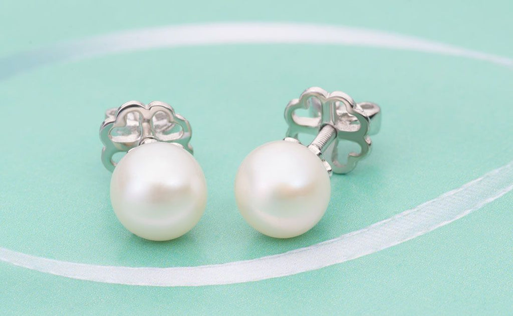 Bông tai Ngọc trai nước ngọt White Freshwater Pearl Earrings - AME Jewellery