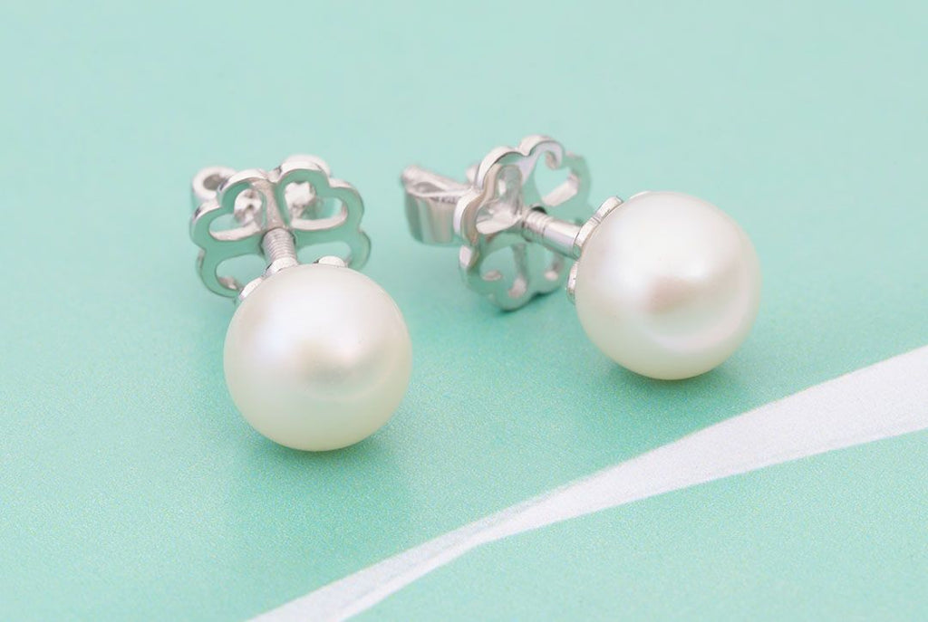 Bông tai Ngọc trai nước ngọt White Freshwater Pearl Earrings - AME Jewellery