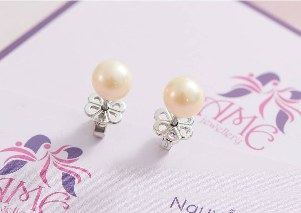 Bông tai Ngọc trai nước ngọt Pink Freshwater Pearl Earrings | AME Jewellery
