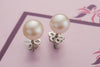 Bông tai Ngọc trai nuôi nước ngọt bán cầu màu trắng - AME Jewellery