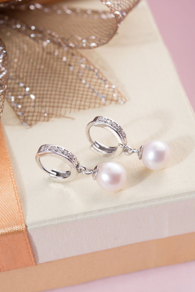 Bông tai Ngọc trai nước ngọt trắng  Freshwater Pearl Earrings - AME Jewellery