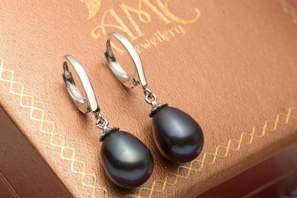 Bông tai Ngọc trai nuôi nước ngọt giọt peacock freshwater pearl earrings - AME Jewellery