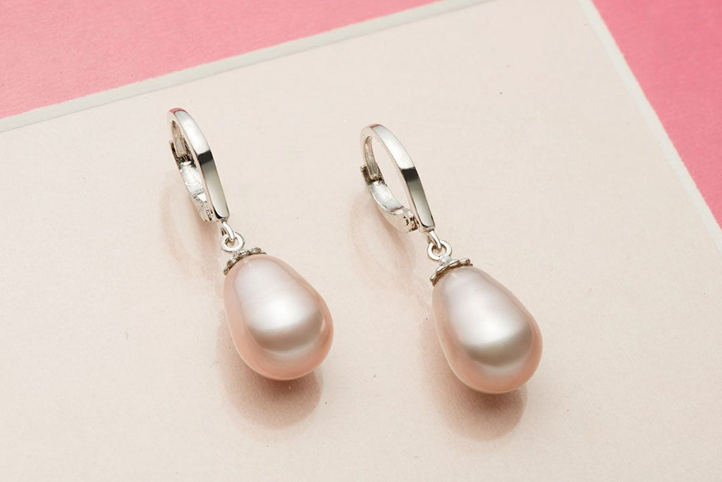 Bông tai Ngọc trai nuôi nước ngọt giọtlavender freshwater pearl earrings - AME Jewellery