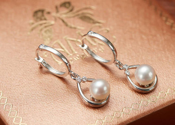 Bông tai Ngọc trai nước ngọt | Pearl hinged hoop Earrings | AME Jewellery