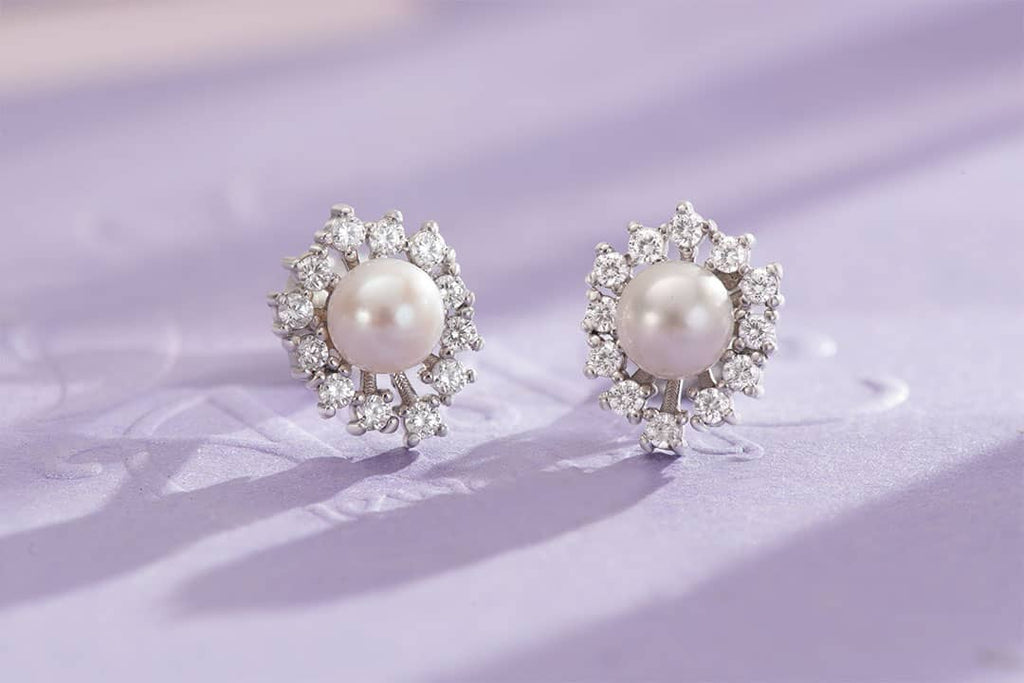 Bông tai Ngọc trai nước ngọt trắng Pearl Silver Earrings | AME Jewellery