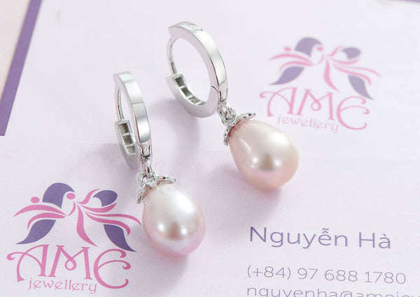 Bông tai Ngọc trai nuôi nước Lavender Drop Pearl Earrings | AME Jewellery