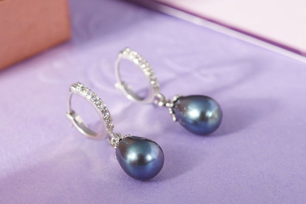 Bông tai ngọc trai nuôi nước ngọt giọt màu peacock - AME Jewellery