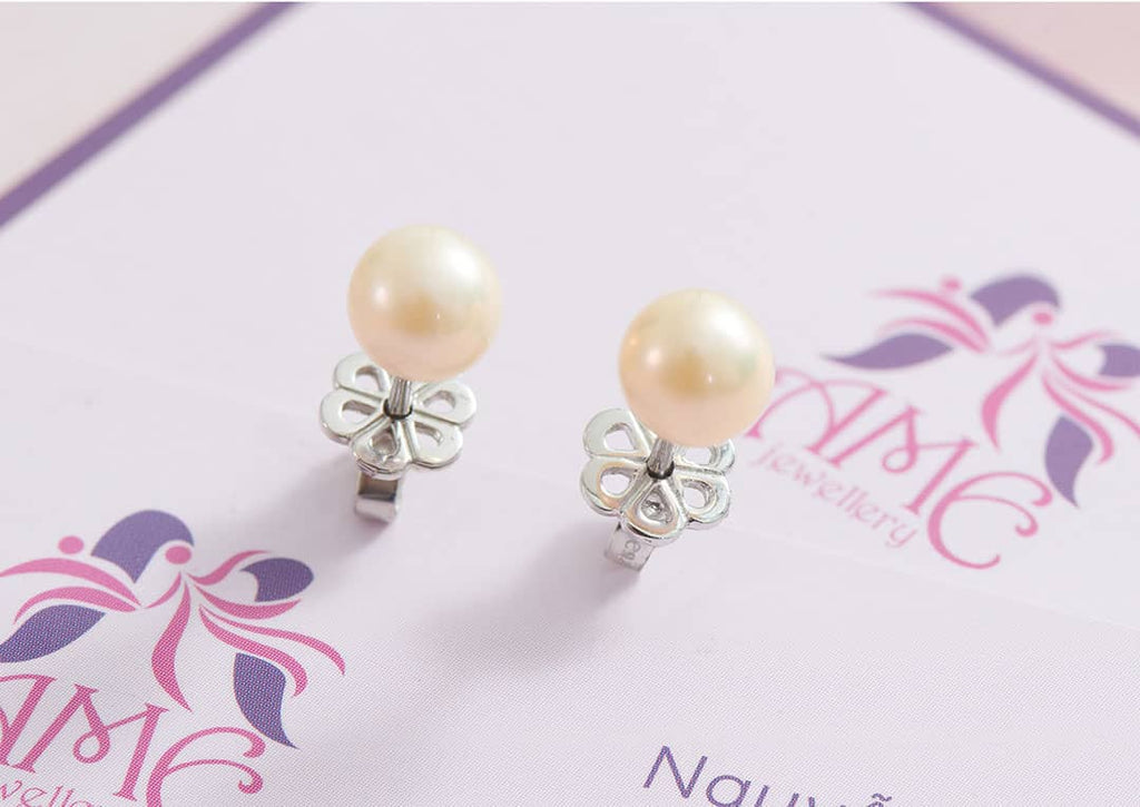 Bông tai Ngọc trai nuôi nước ngọt màu hồng - AME Jewellery