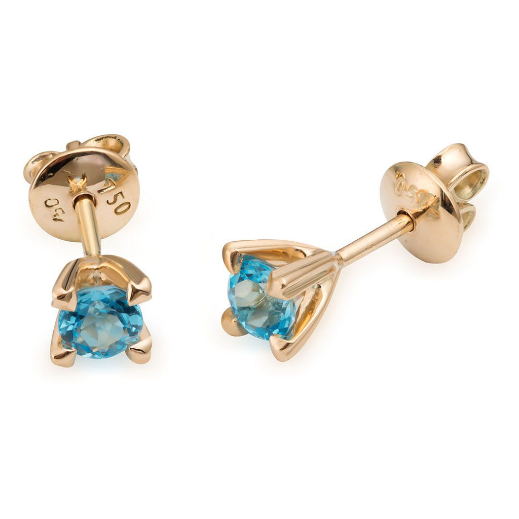 Bông tai Vàng 14K Đá quý tự nhiên Blue Topaz Classic Gold Earrings - AME Jewellery