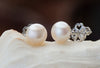 Boucles d'oreilles en argent sterling et perles d'eau douce blanches demi-rond - AME Jewellery