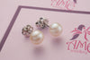 Boucles d'oreilles en argent sterling et perles d'eau douce blanches demi-rond - AME Jewellery