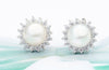 Boucles d'oreilles tournesol en argent sterling et perles de culture d'eau douce blanches - AME Jewellery