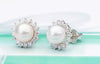 Boucles d'oreilles tournesol en argent sterling et perles de culture d'eau douce blanches - AME Jewellery