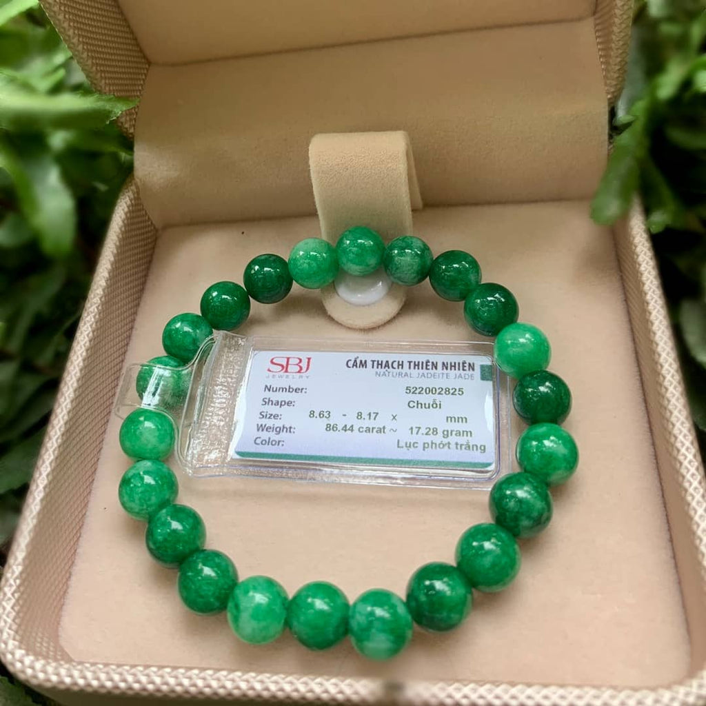Chuỗi đeo tay Cẩm Thạch thiên nhiên Miến Điện | Burmese Jade Beads Bracelet | AME Jewellery