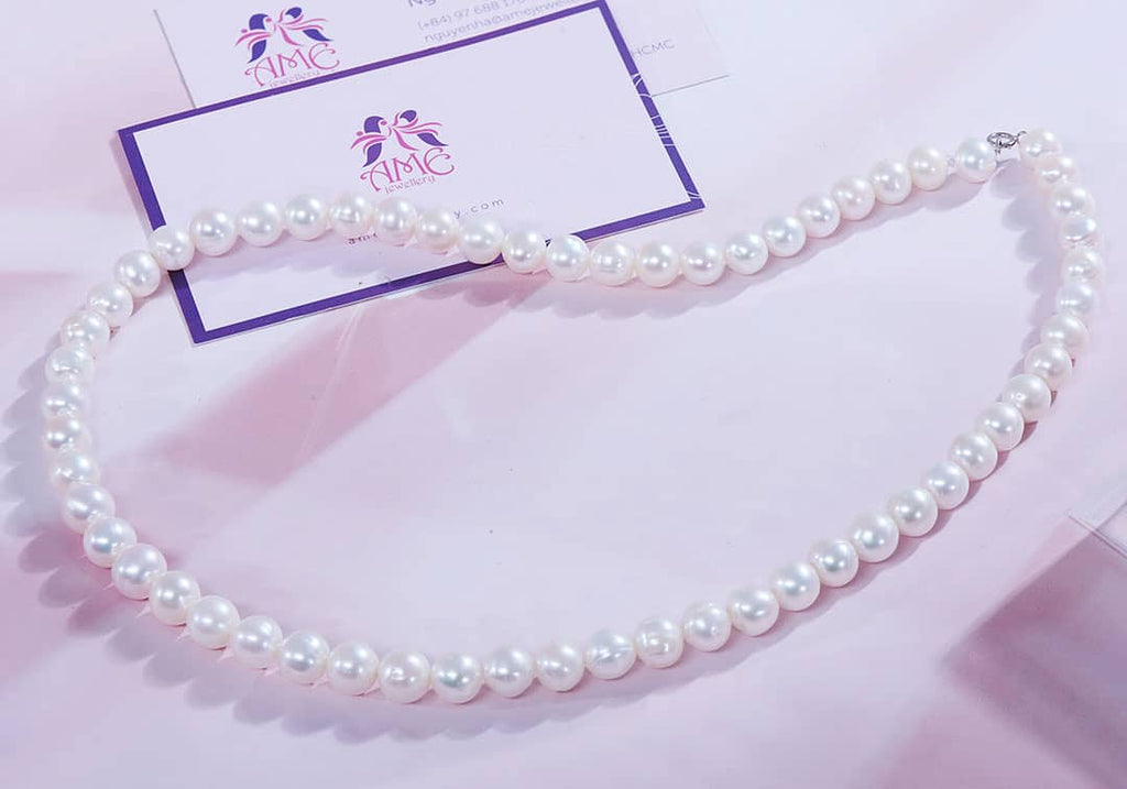 Vòng cổ Chuỗi Ngọc trai trắng White Pearl Strand Necklace by AME Jewellery