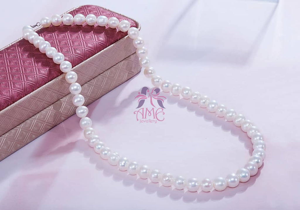 Vòng cổ Chuỗi Ngọc trai trắng White Pearl Strand Necklace by AME Jewellery