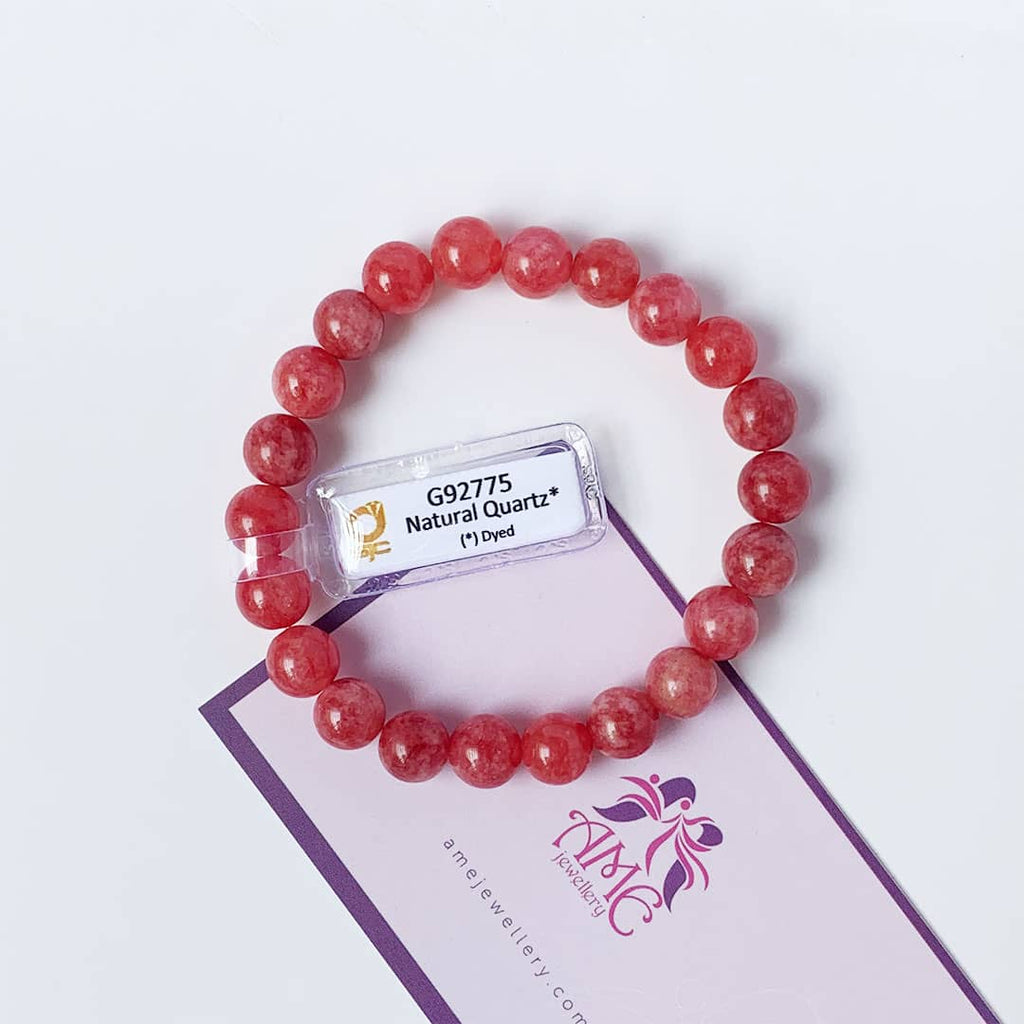 Wholesale 8mm Natural Red Ice Strawberry Quartz Crystal Bracelets For Women  Femme Charm Stretch Round Beads Bracelet