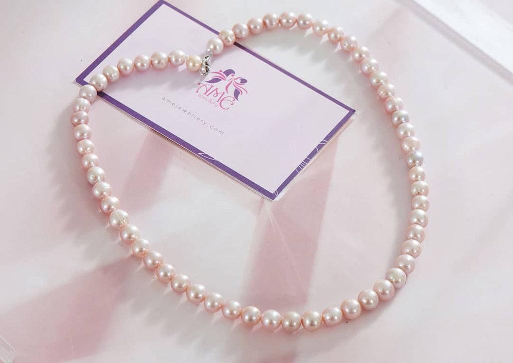 Vòng cổ Chuỗi Ngọc trai màu Lavender Pearl Strand Necklace by AME Jewellery