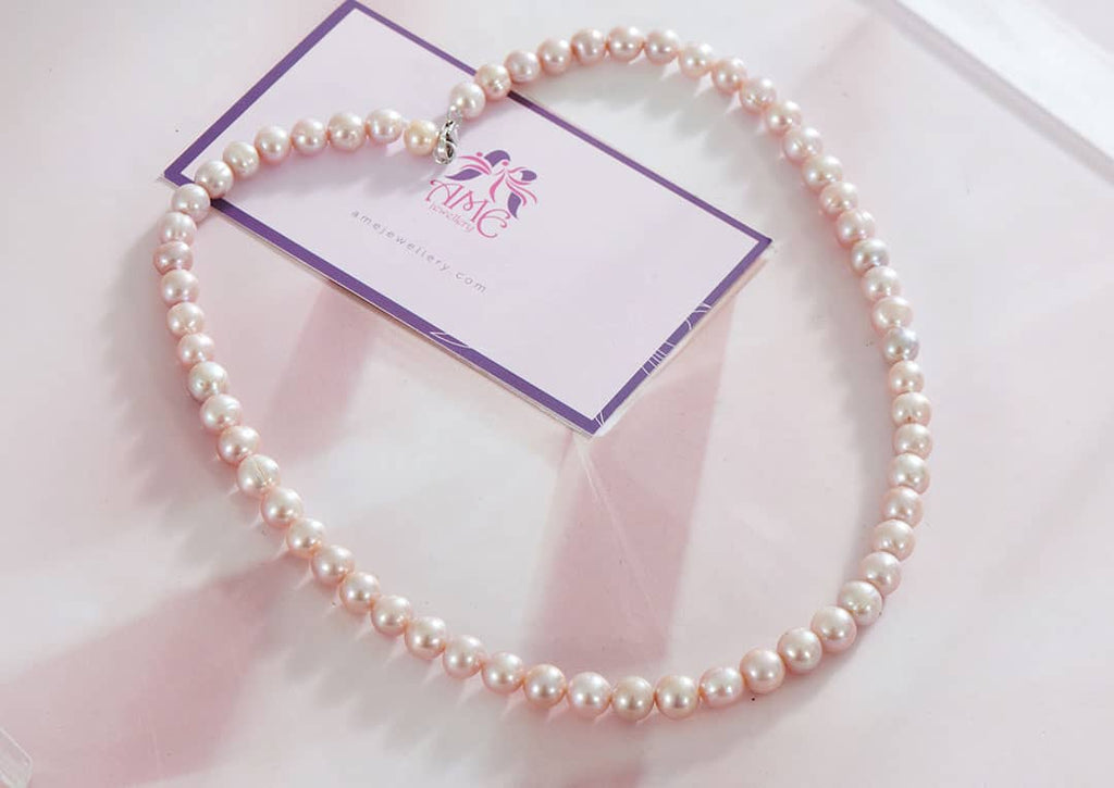 Chuỗi cổ Ngọc trai nước ngọt Lavender cổ điển | Pearl Strand Necklace | AME Jewellery