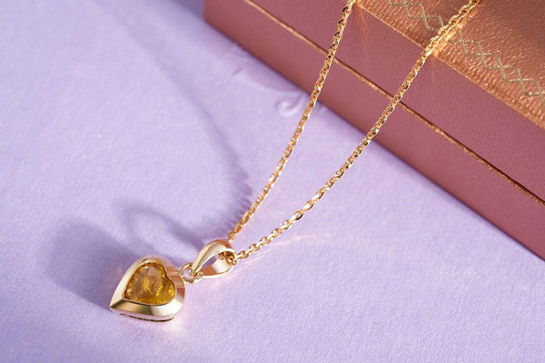 Mặt dây Vàng 14K Đá quý thiên nhiên Citrine Gold Pendant - AME Jewellery