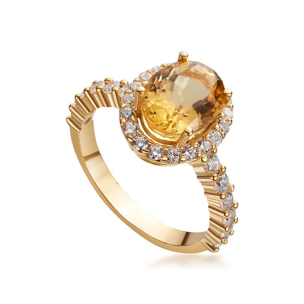 Nhẫn Vàng Đá quý tự nhiên oval Citrine gold ring by AME Jewellery
