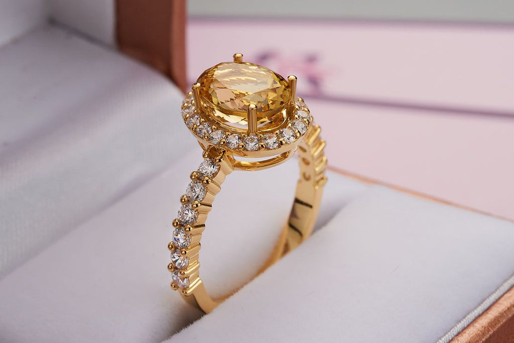 Nhẫn Vàng 14K Đá quý thiên nhiên Citrine gold ring - AME Jewellery