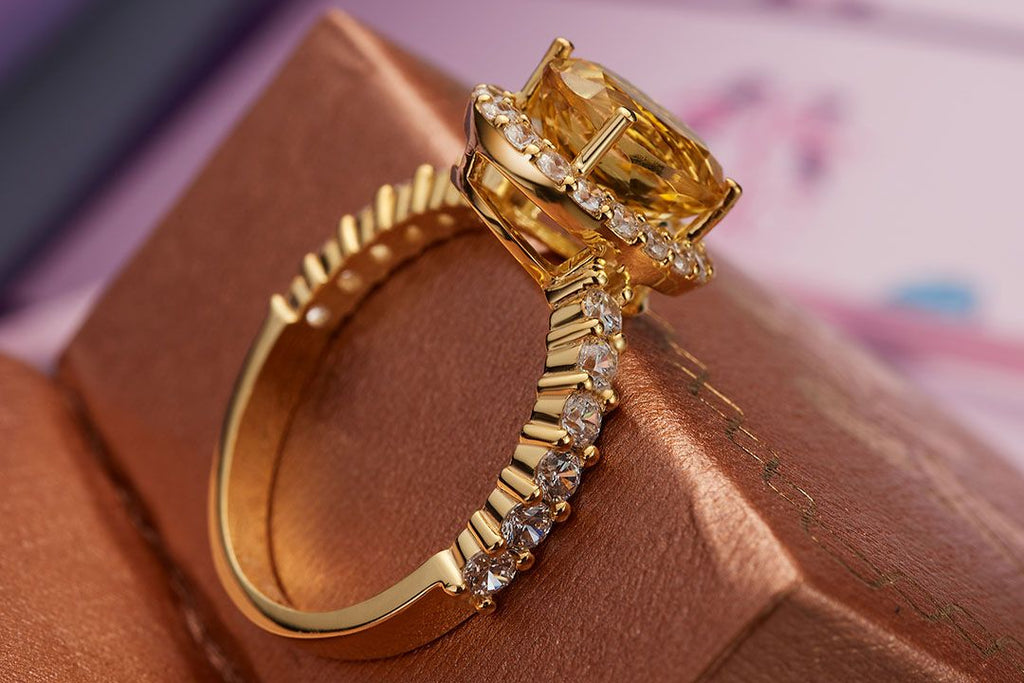 Nhẫn Vàng 14K Đá quý thiên nhiên Citrine gold ring - AME Jewellery