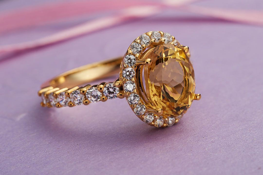 Nhẫn Vàng 14K Đá quý thiên nhiên Citrine gold ring - AME Jewellery