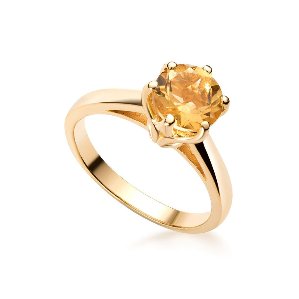 Nhẫn Vàng 14K Đá quý thiên nhiên Citrine Gold Solitaire Ring - AME Jewellery