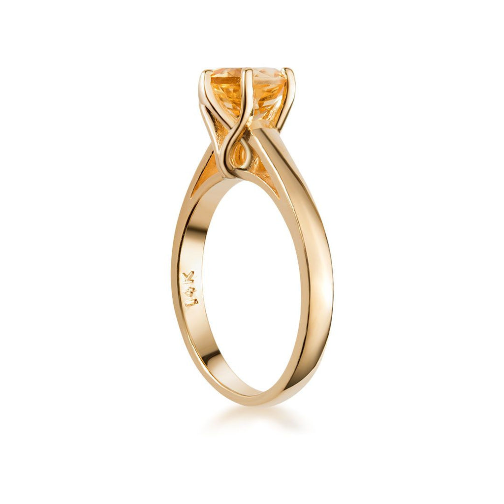 Nhẫn Vàng Đá quý thiên nhiên Citrine Solitaire Ring in 14K Yellow Gold by AME Jewellery