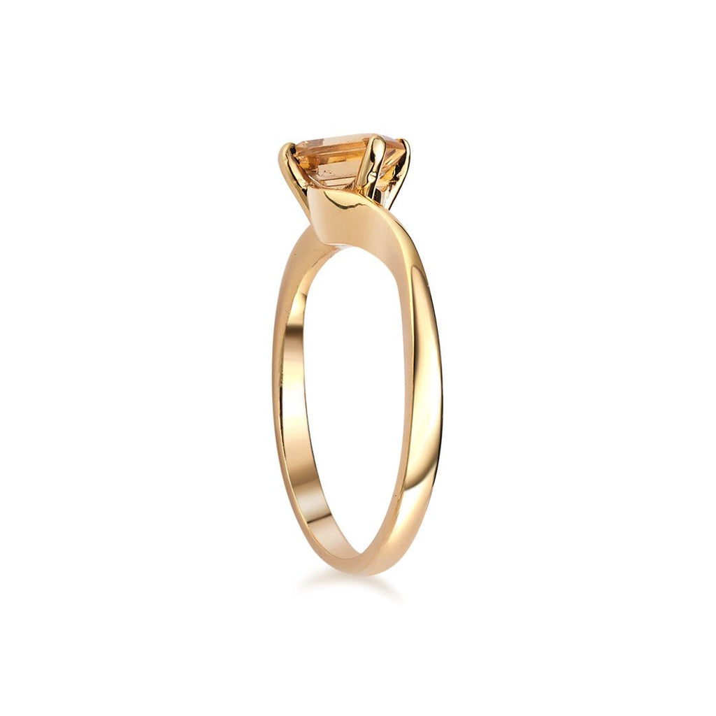 Nhẫn Vàng Đá quý thiên nhiên Baguette Citrine Ring in 14K Yellow Gold by AME Jewellery