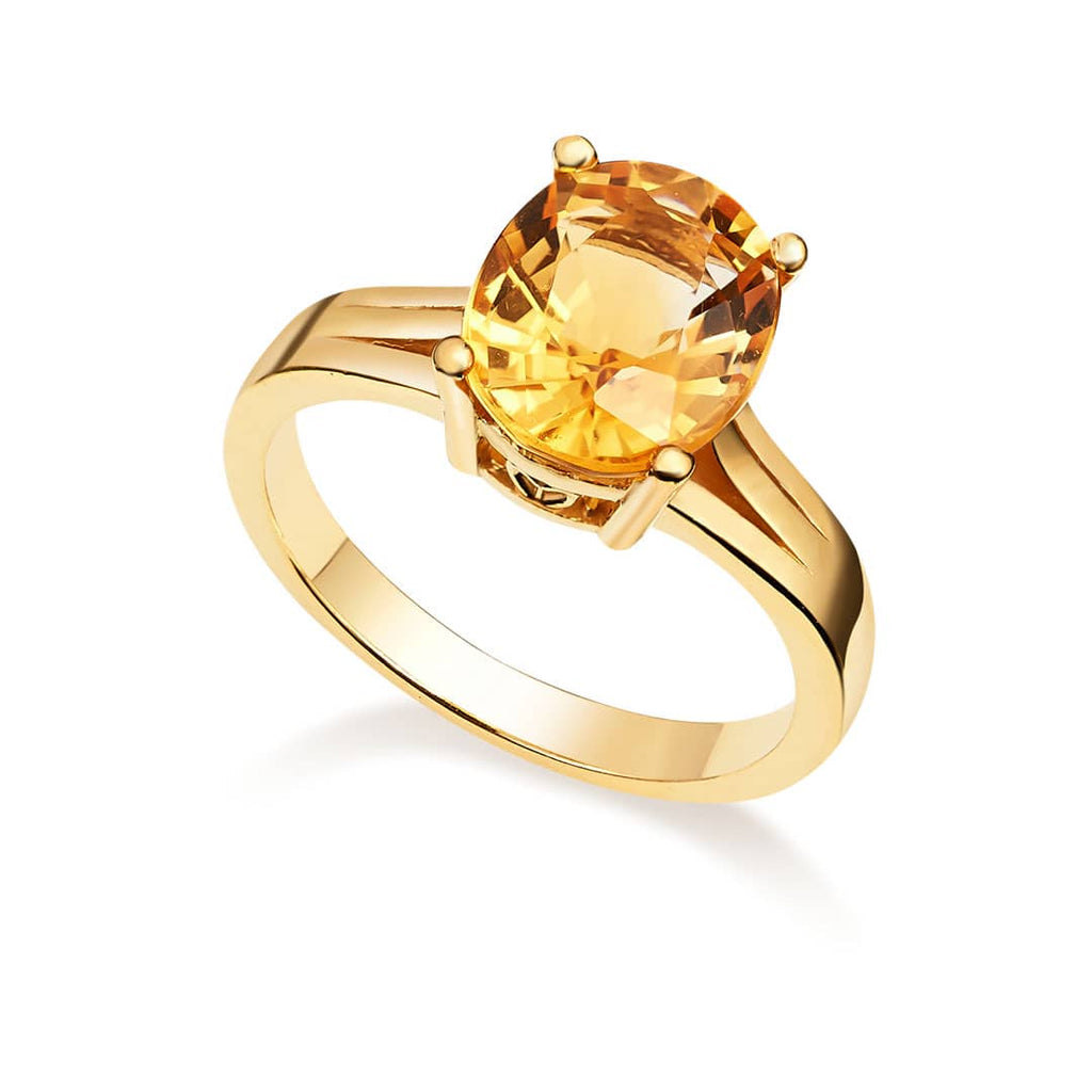 Nhẫn Vàng Đá quý tự nhiên Oval Citrine Ring in 14K Yellow Gold by AME Jewellery