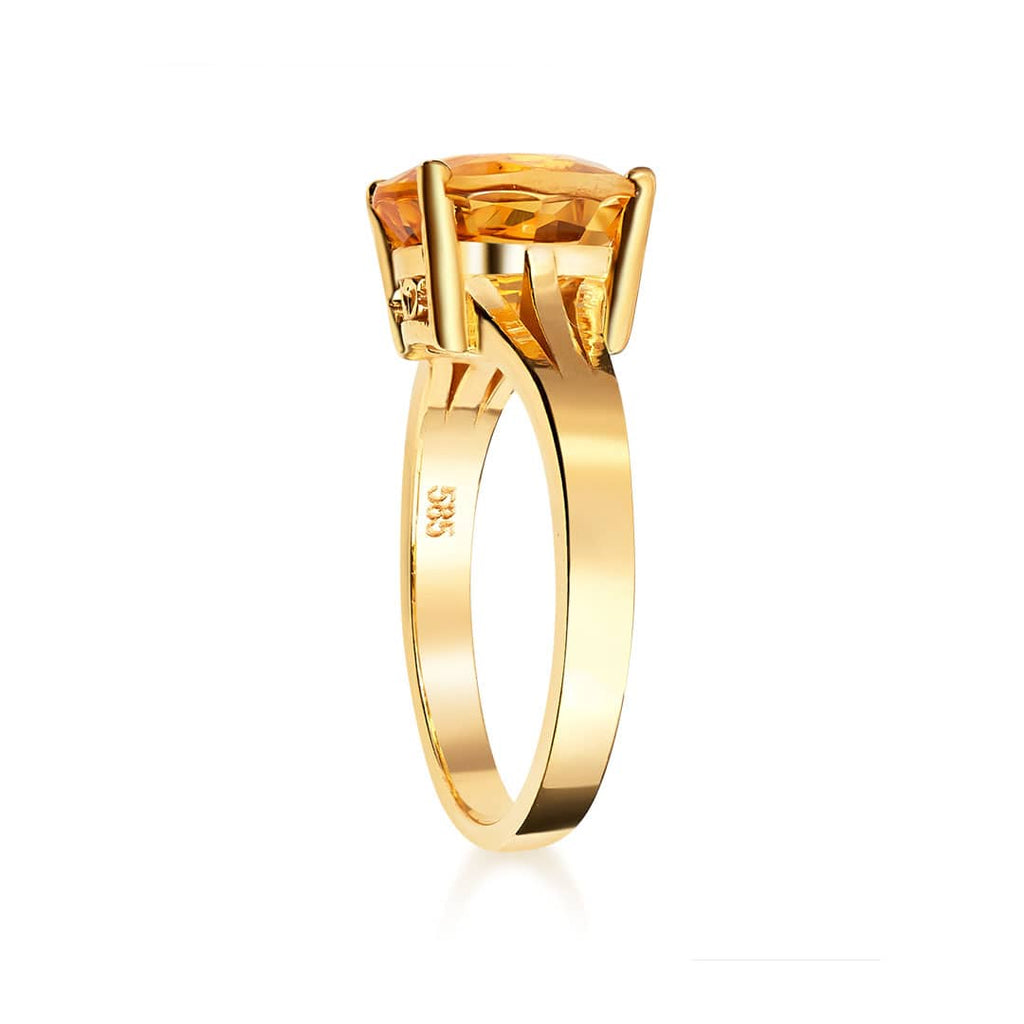 Nhẫn Vàng Đá quý tự nhiên Oval Citrine Ring in 14K Yellow Gold by AME Jewellery